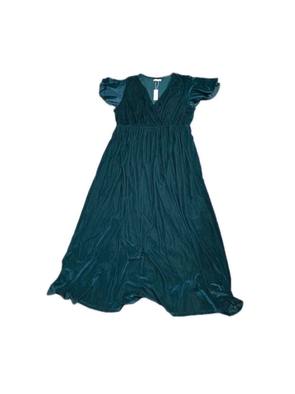 Baltic Born NWT Emerald Green Vivian Maxi Crushed Velvet Dress Size 3x Stretch